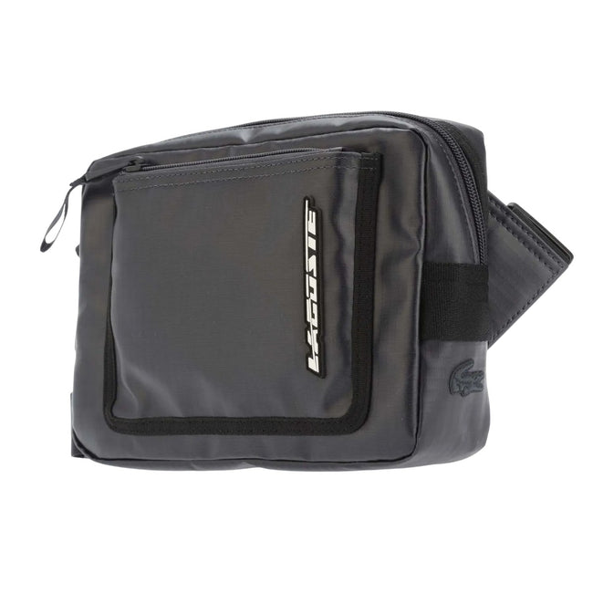 Black - Side - Lacoste Contrast Detail Zipped Satchel