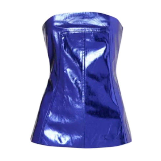 Purple - Front - AmyLynn Womens-Ladies Jhnna Faux Leather Slim Tube Top