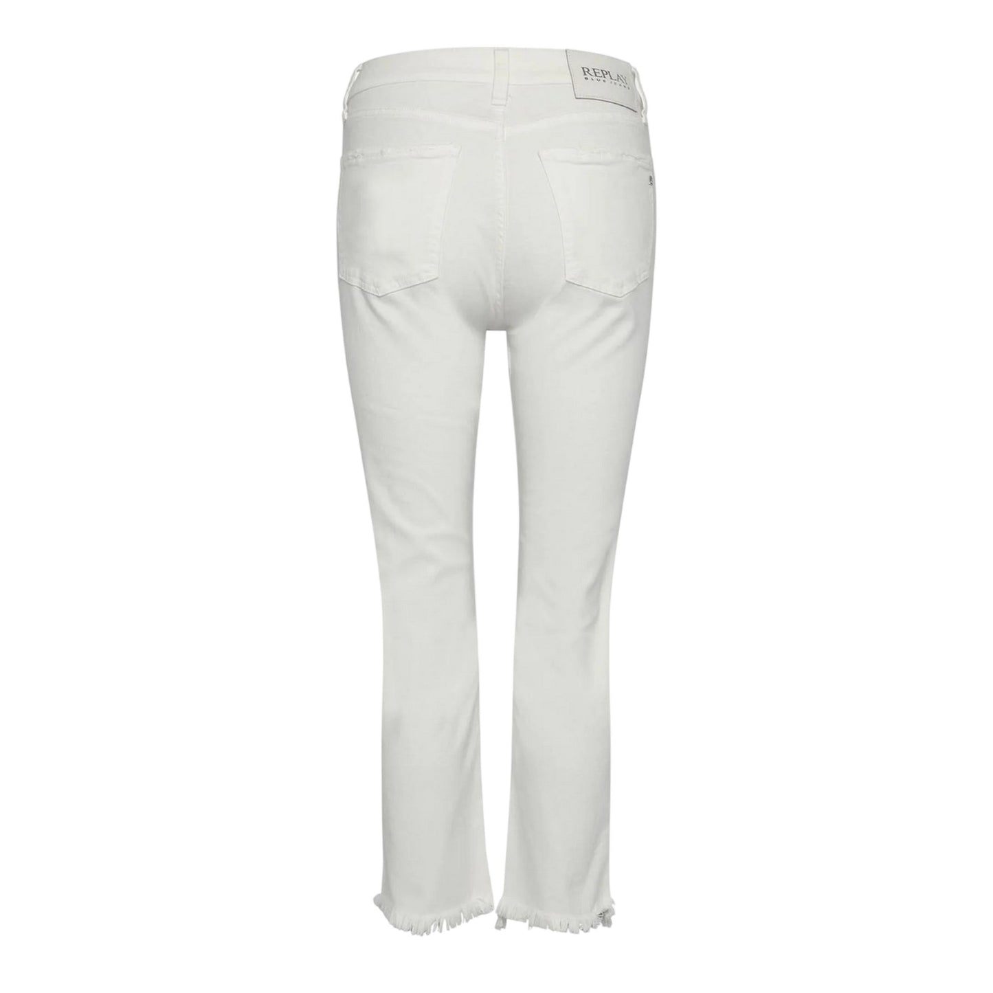 White - Back - Replay Womens-Ladies Cotton Plain Cropped Straight Jeans
