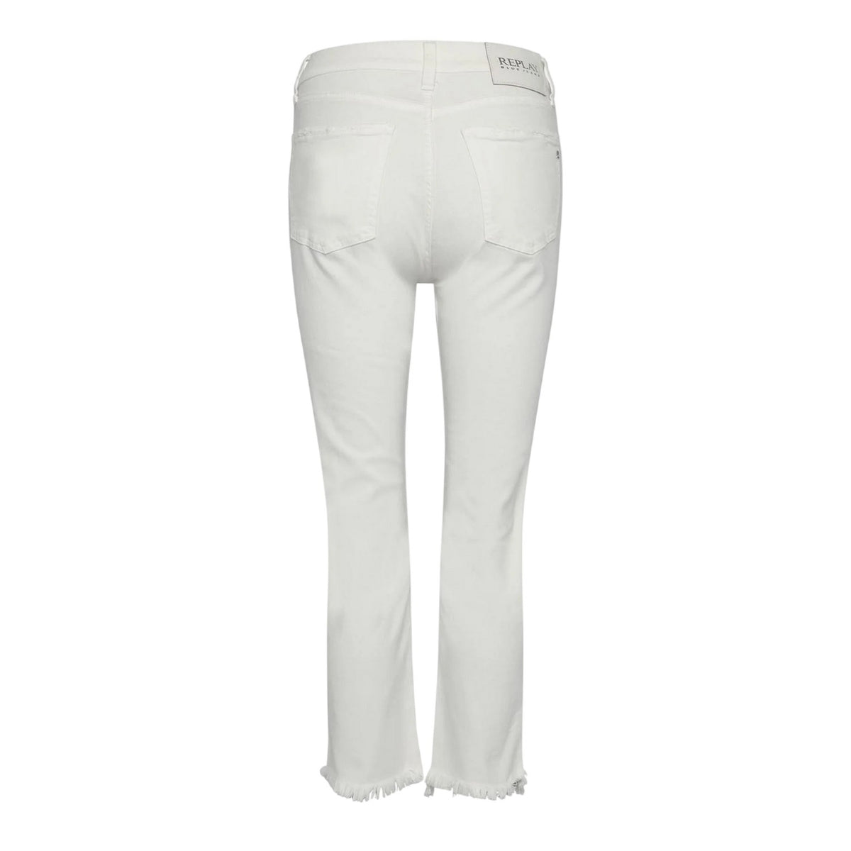 White - Back - Replay Womens-Ladies Cotton Plain Cropped Straight Jeans
