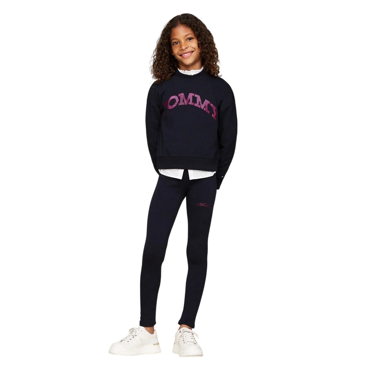 Desert Sky - Pack Shot - Tommy Hilfiger Girls Foil Logo Leggings