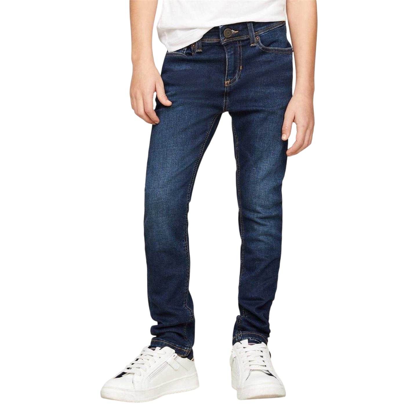 Dark Blue - Side - Tommy Hilfiger Childrens-Kids Scanton Slim Jeans