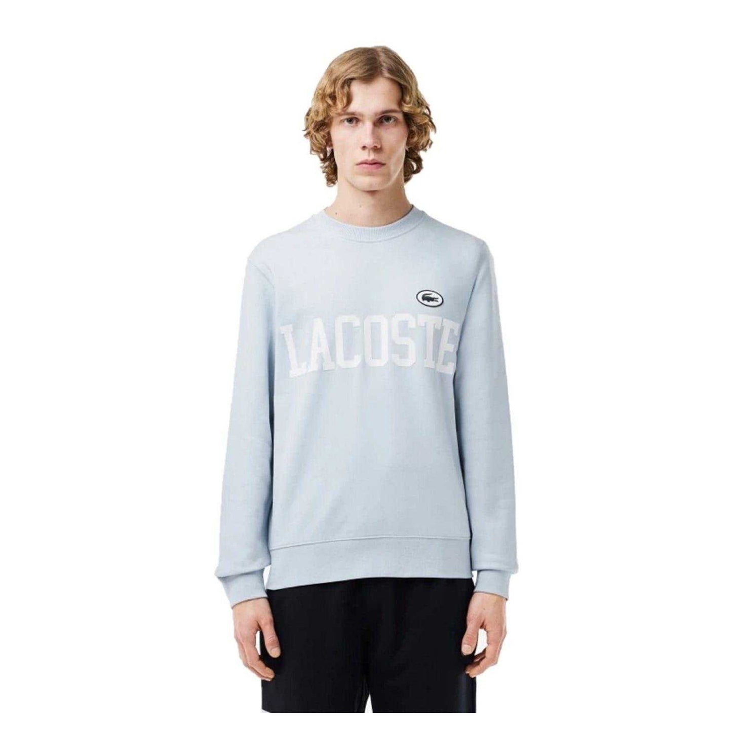 Blue - Side - Lacoste Mens Flock Print Fleece Sweatshirt