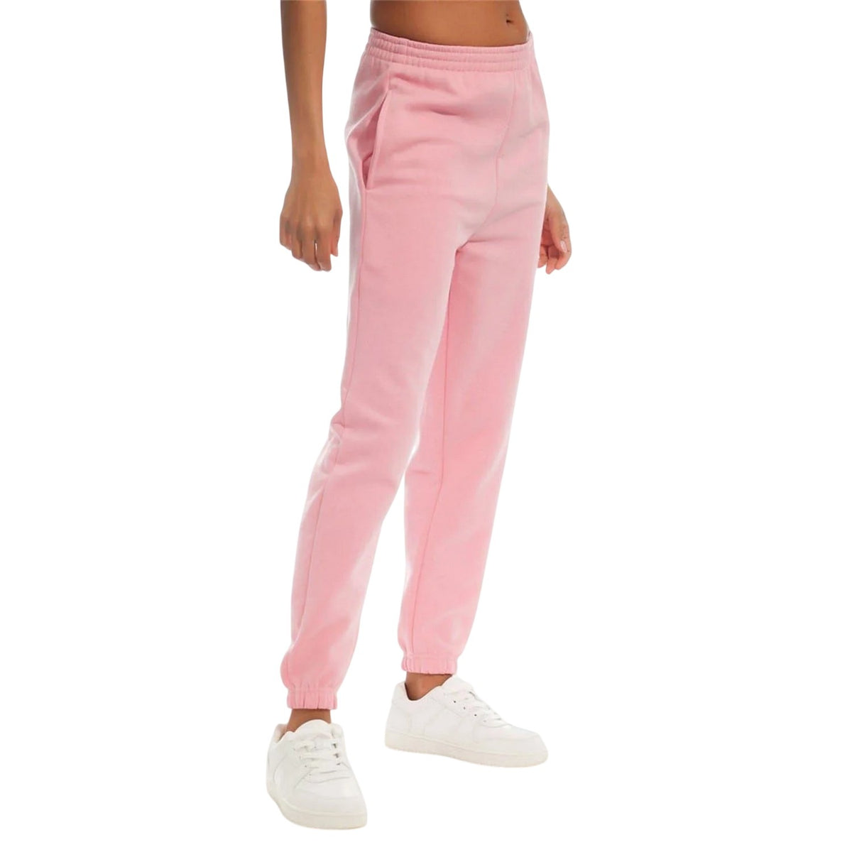 Pink - Side - Light And Shade Womens-Ladies Fleece High Waist Jogging Bottoms