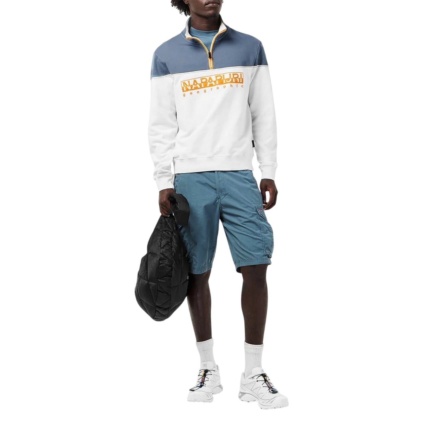 White - Pack Shot - Napapijri Mens Saturnia Colour Block Sweatshirt