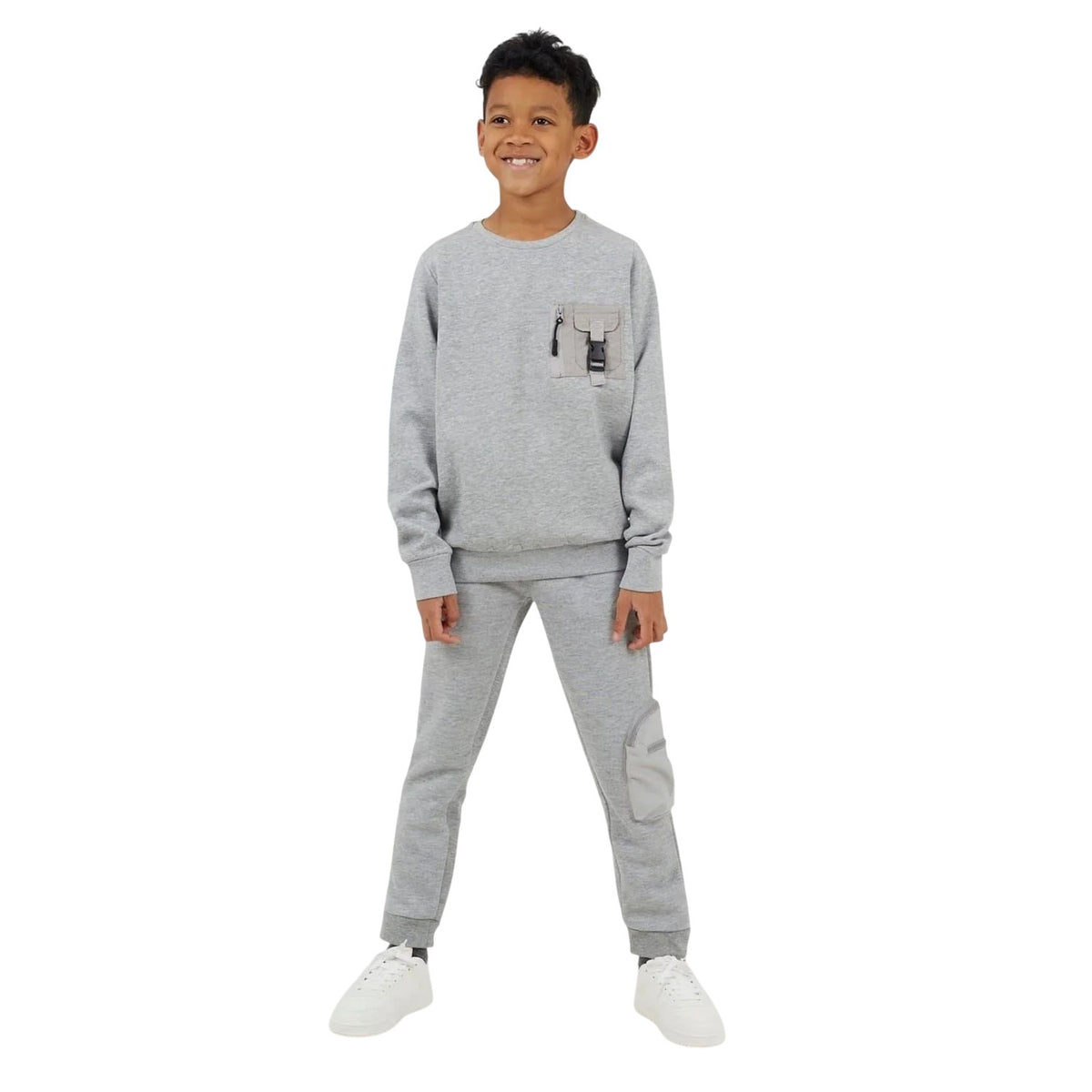 Light Grey - Lifestyle - Brave Soul Childrens-Kids Tech Long-Sleeved Sweatshirt