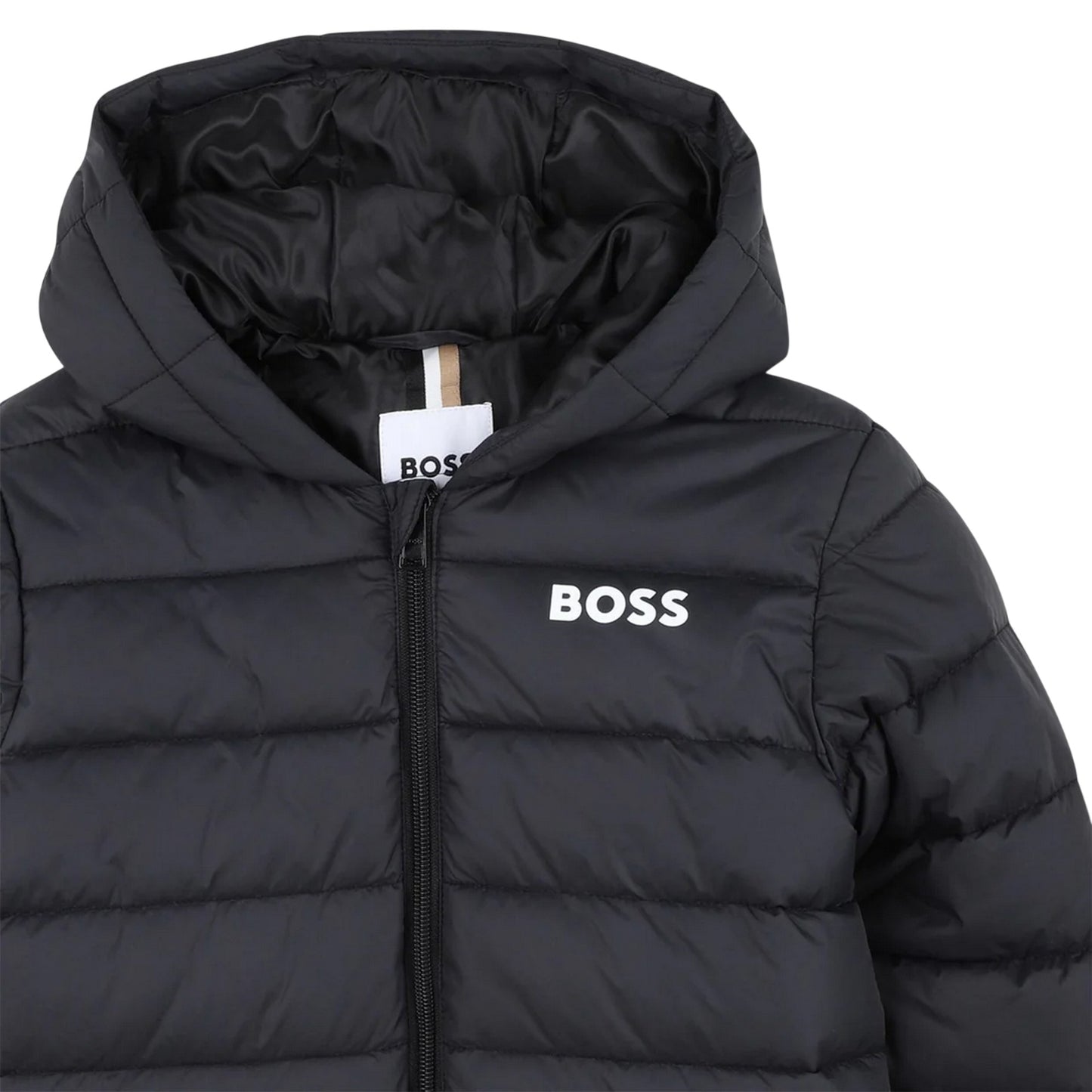 Black - Side - Boss Childrens-Kids Puffer Jacket