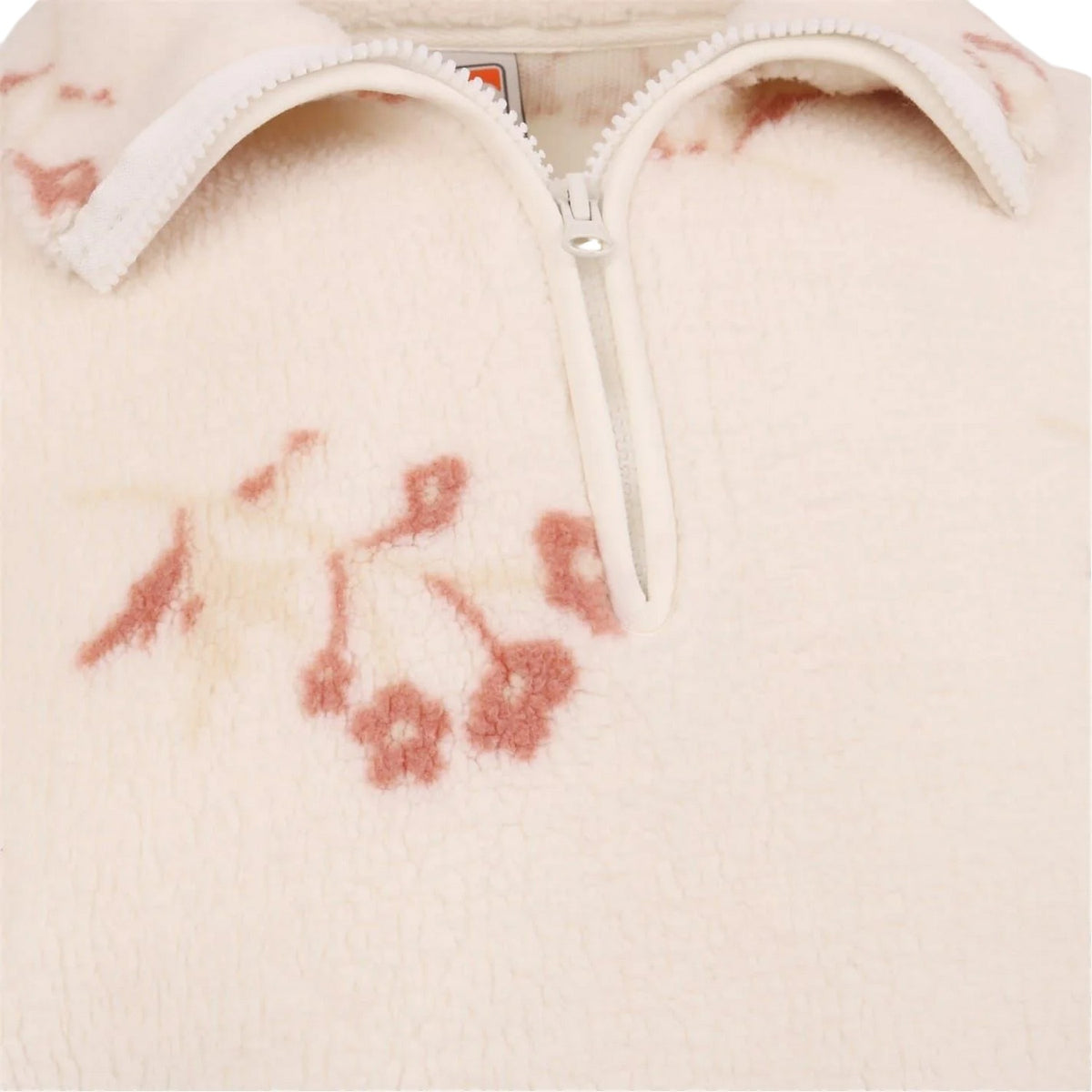 Cream - Side - SoulCal Womens-Ladies Floral Teddy Fleece Quarter Zip Sweatshirt