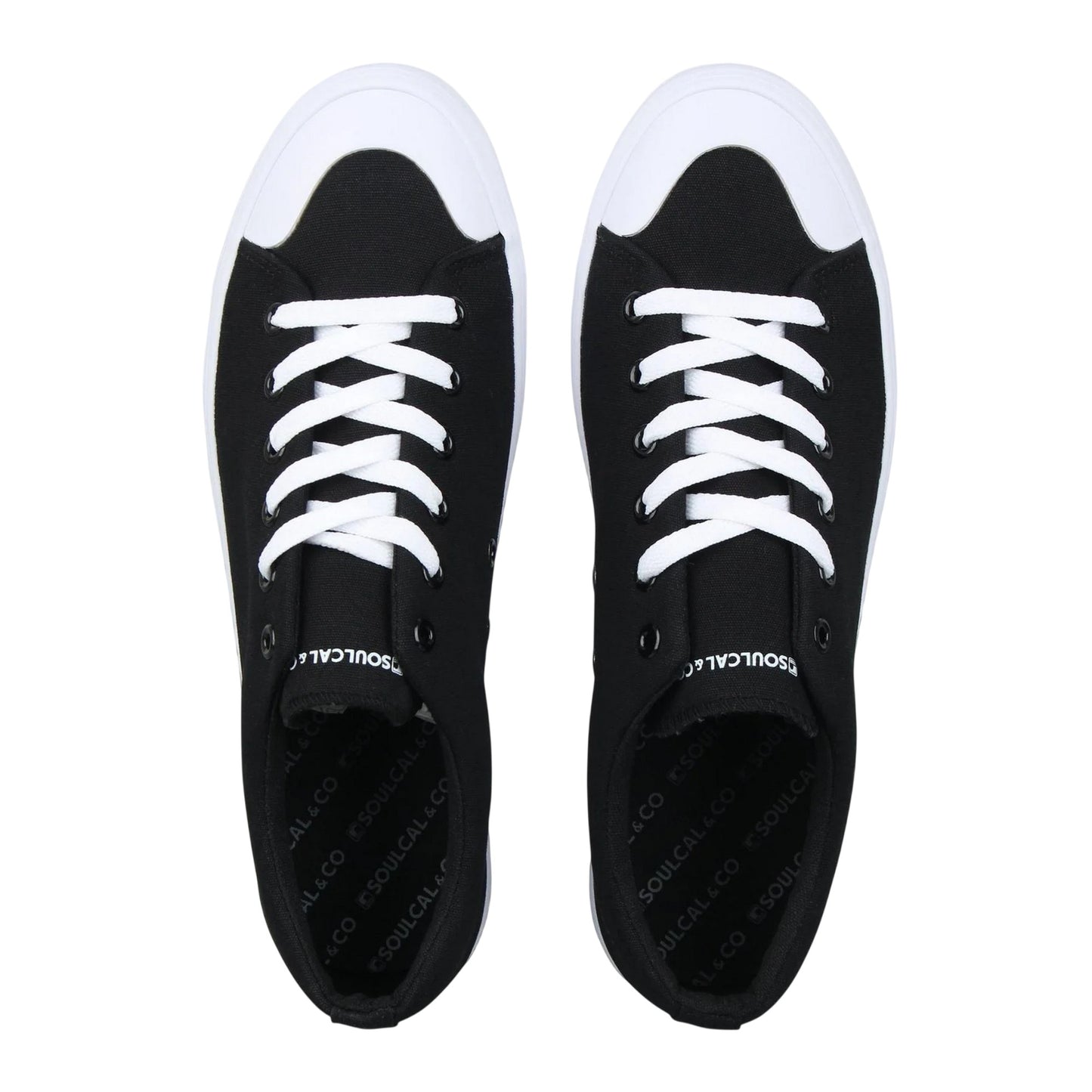 Black-White - Side - SoulCal Mens Canvas Trainers