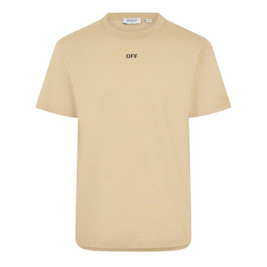 Brown Rice - Front - Off White Mens Arrow Logo Crew Neck Slim T-Shirt