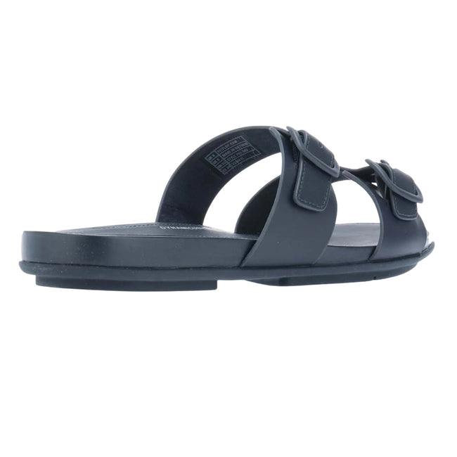 Navy - Back - FitFlop Womens-Ladies Gracie Leather Double Buckle Sandals