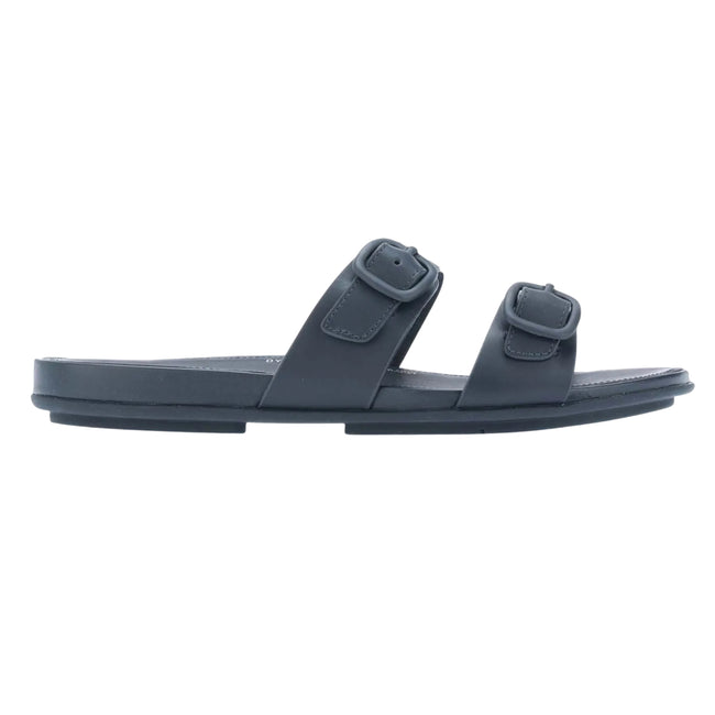 Navy - Side - FitFlop Womens-Ladies Gracie Leather Double Buckle Sandals