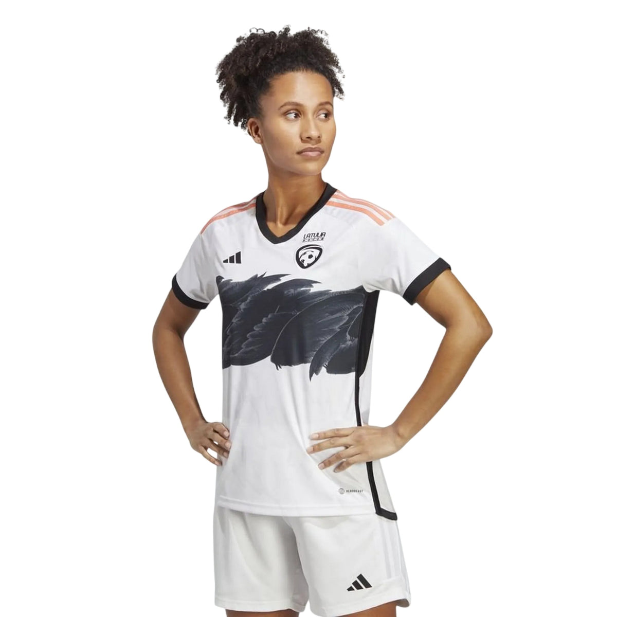 White - Lifestyle - Adidas Womens-Ladies Latvia V Neck Football Jersey