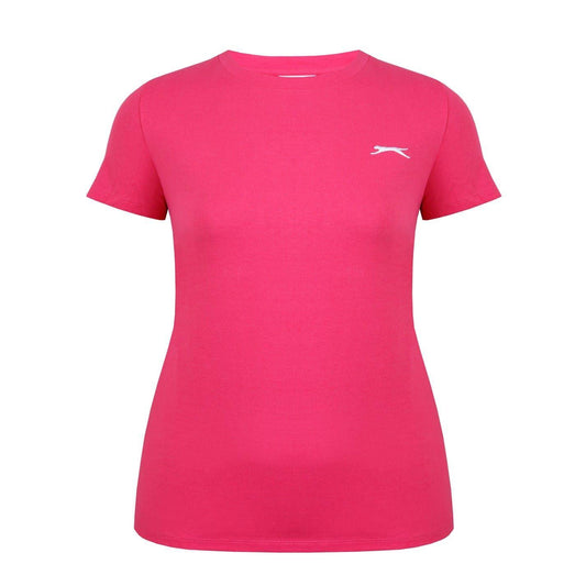 Bright Pink - Front - Slazenger Womens-Ladies Plain Crew Neck Fitted T-Shirt