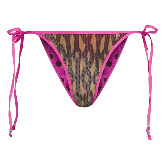 Brown-Pink - Front - Adidas Womens-Ladies Ivy Park Monogram Bikini Bottoms