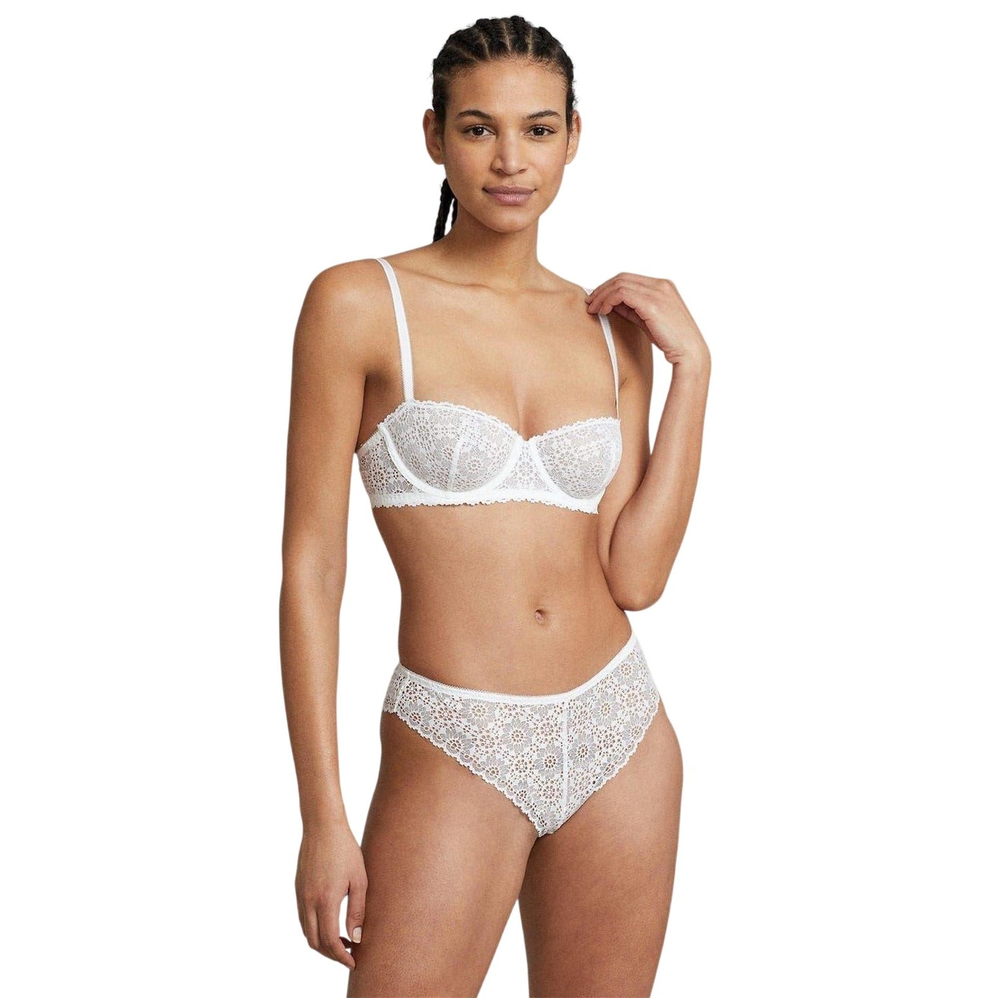 Cloud White - Lifestyle - Ralph Lauren Womens-Ladies Floral Pattern Lace Tanga