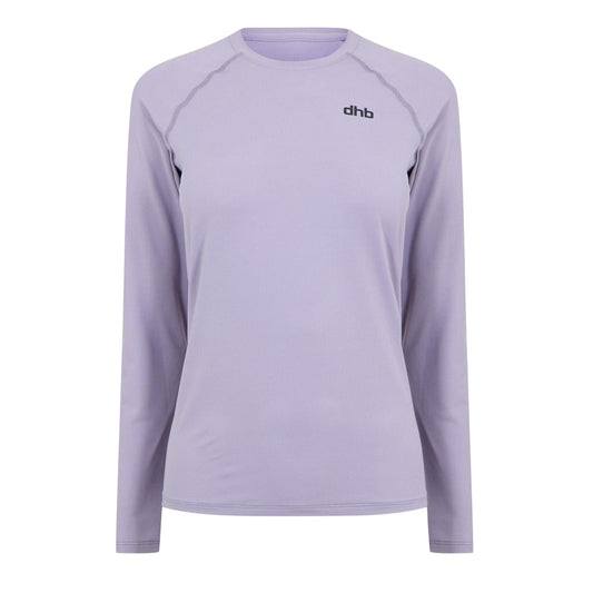 Lavender Purple-Grey - Front - dhb Womens-Ladies Aeron 2.0 Plain Fitted Long-Sleeved Top