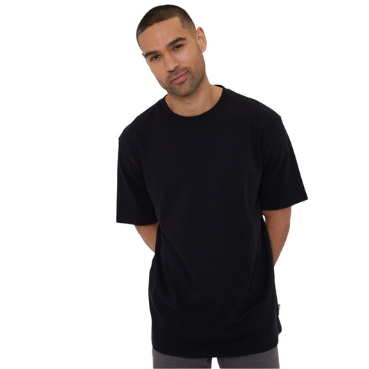Black - Front - Threadbare Mens Waffle Regular T-Shirt