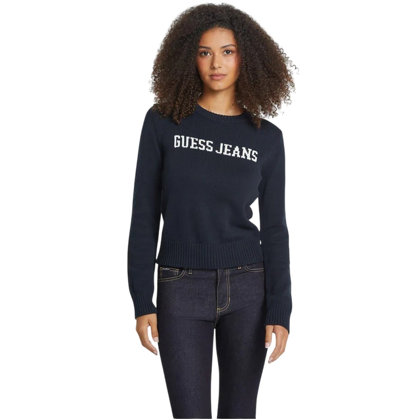 Ocean - Pack Shot - Guess Womens-Ladies Crew Neck Long-Sleeved Sweater Top