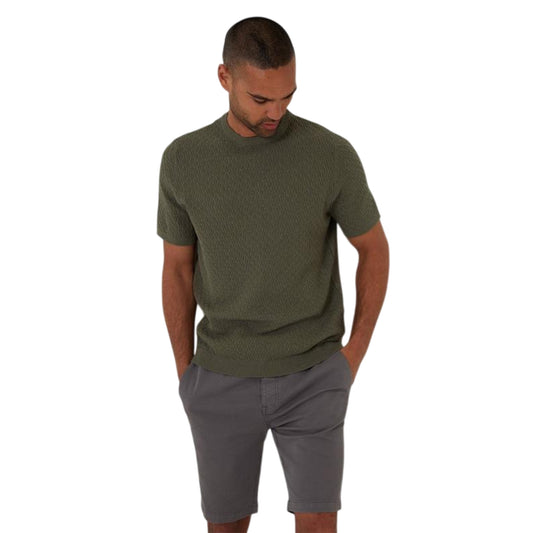 Dark Sage - Front - Threadbare Mens Textured Rib Knit Regular T-Shirt