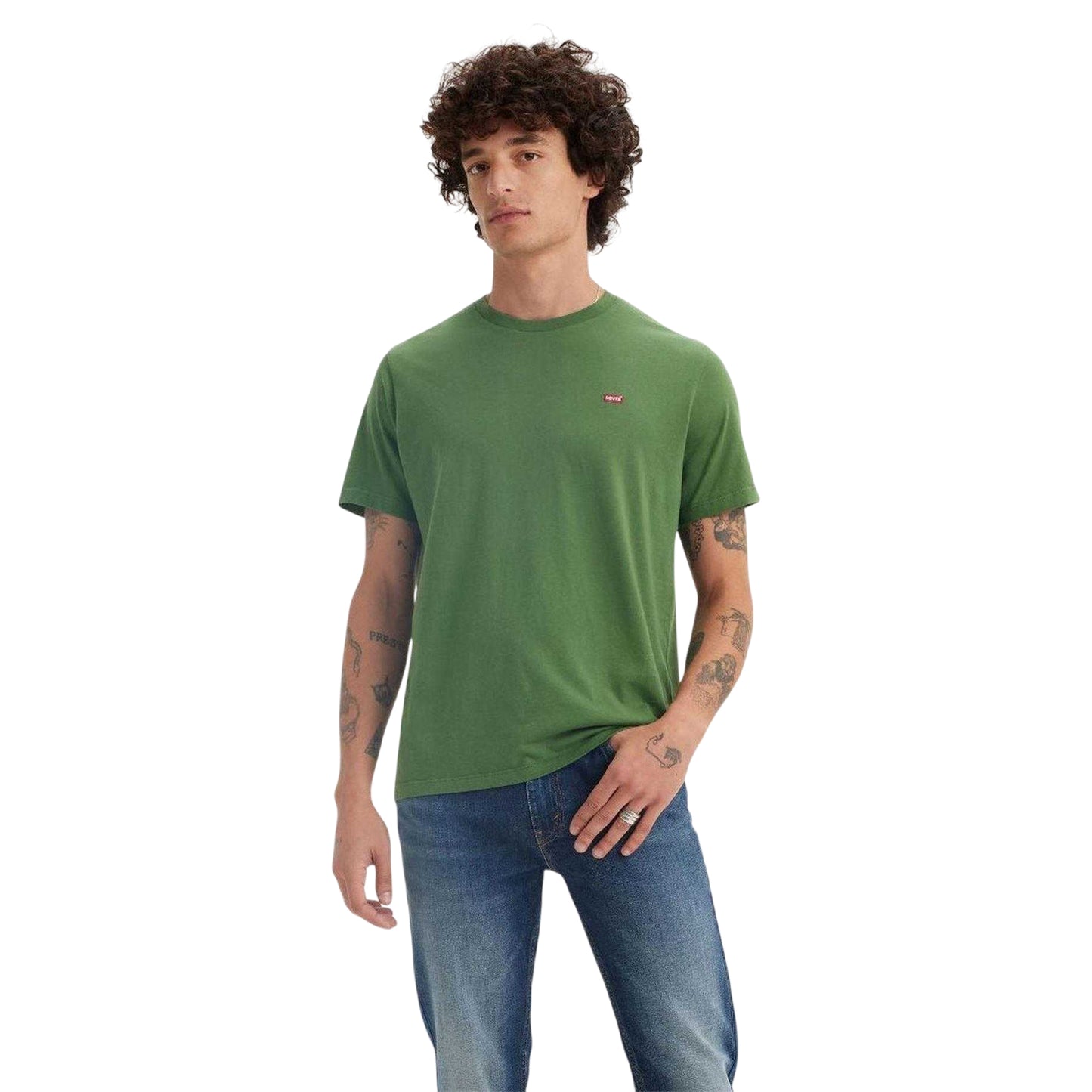 Myrtle Green - Side - Levis Mens Classic Housemark Crew Neck T-Shirt