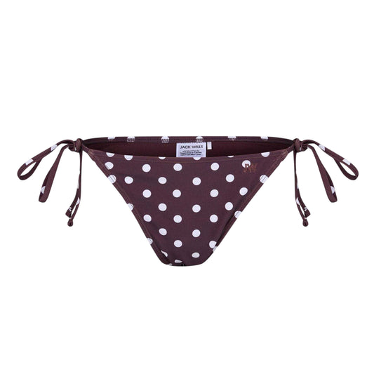 Chocolate - Front - Jack Wills Womens-Ladies Polka Dot Side Tie Bikini Bottoms