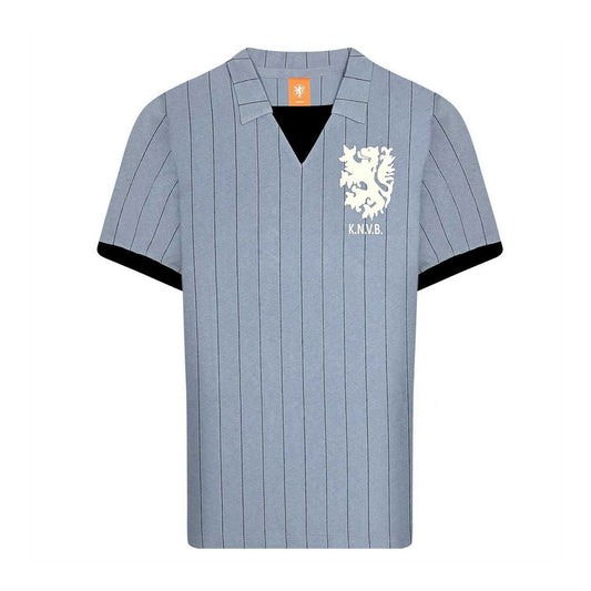 Blue-Black - Front - KNVB Netherlands Mens 1983 Retro Football Shirt