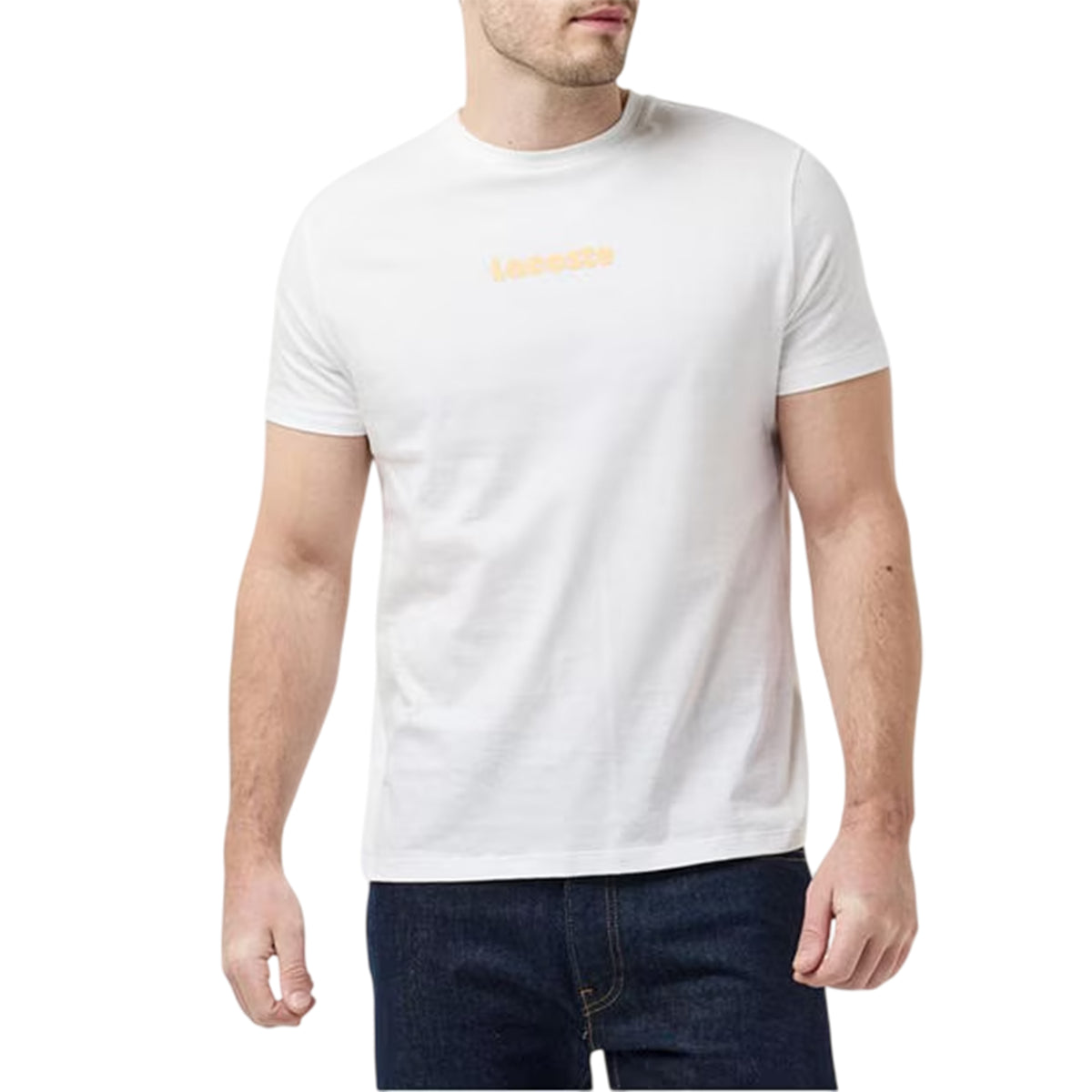 White - Side - Lacoste Mens Cotton Blend Oversized Short-Sleeved T-Shirt
