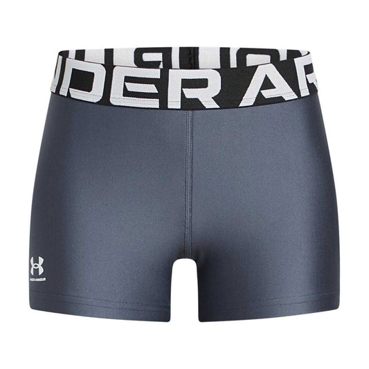 Grey-White - Front - Under Armour Girls Running Compression Shorts