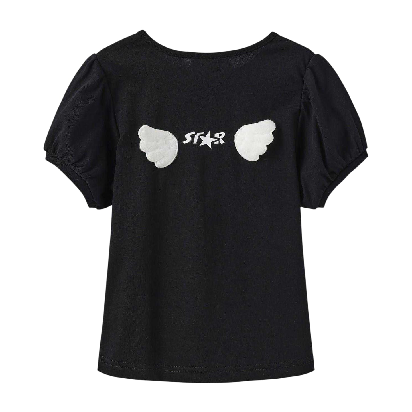 Black - Back - Star Girls Star Puff Sleeve T-Shirt