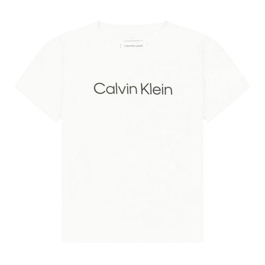 White - Front - Calvin Klein Childrens-Kids Logo T-Shirt