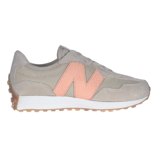 Beige-Orange - Front - New Balance Childrens-Kids Suede Trainers