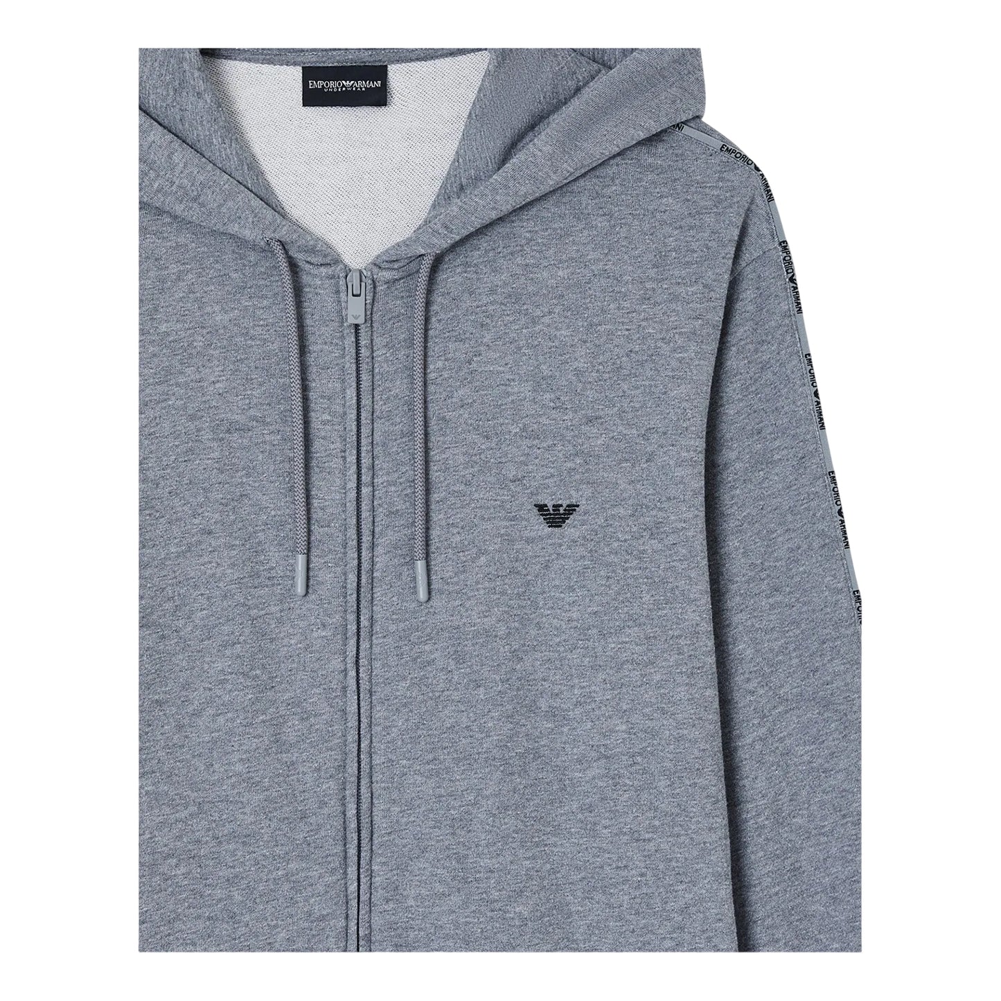 Grey Melange - Back - Emporio Armani EA7 Mens Full Zip Hoodie
