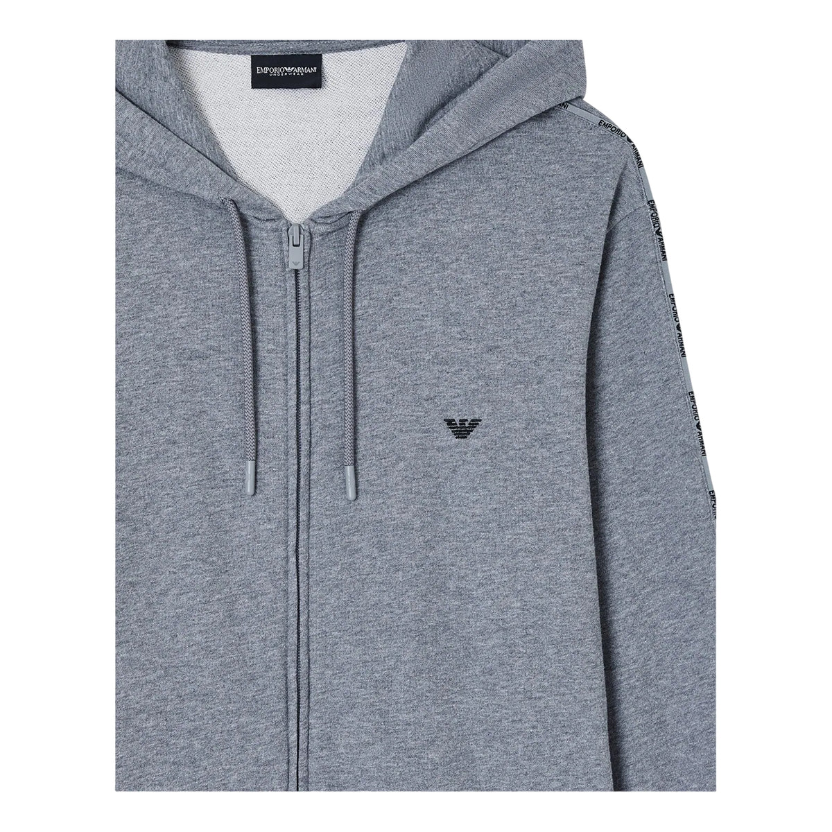 Grey Melange - Back - Emporio Armani EA7 Mens Full Zip Hoodie