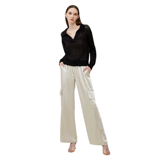 Blackout - Front - French Connection Womens-Ladies Manda Pointelle V Neck Top