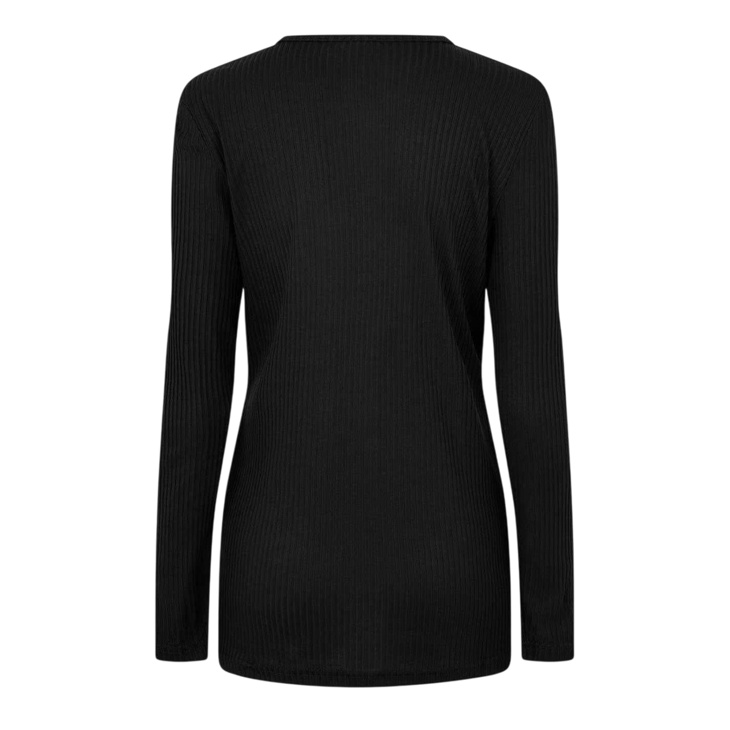 Black - Back - Mamalicious Womens-Ladies Crew Neck Slim Long-Sleeved Blouse