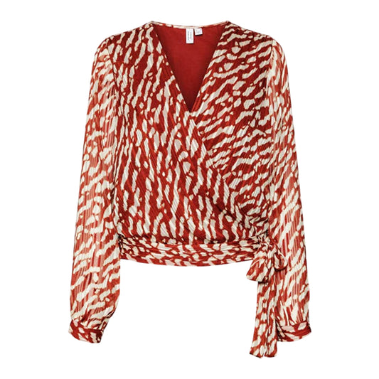 Fired Brick - Front - Vero Moda Womens-Ladies Animal Print V Neck Wrap Top