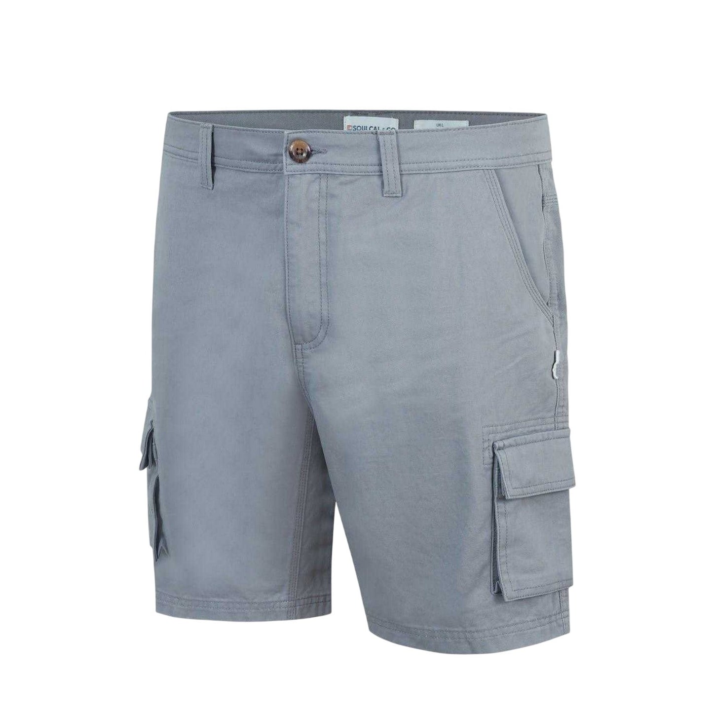 Light Grey - Side - SoulCal Mens Plain Cargo Shorts