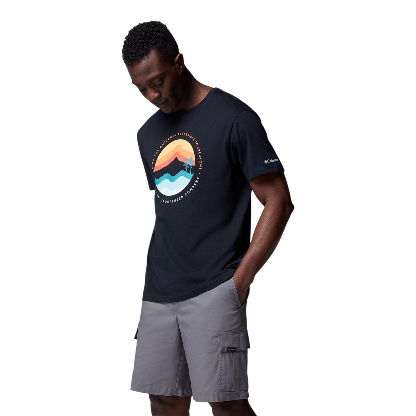 Black - Lifestyle - Columbia Mens Path Lake II Crew Neck Regular T-Shirt