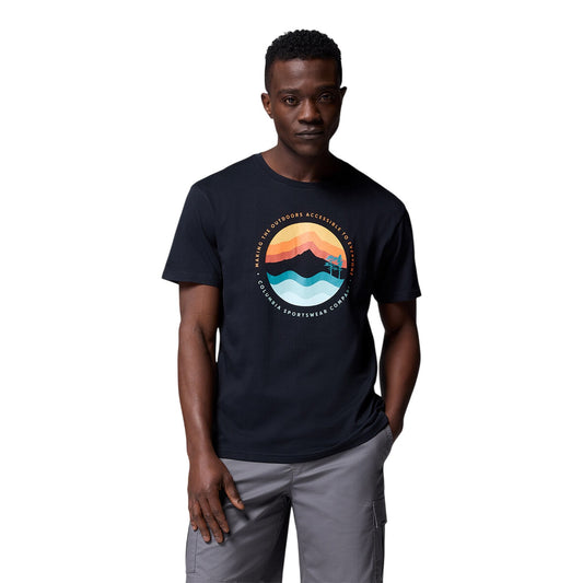 Black - Front - Columbia Mens Path Lake II Crew Neck Regular T-Shirt