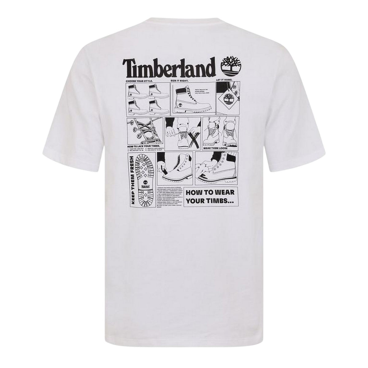 White - Back - Timberland Mens Logo Crew Neck Relaxed Fit T-Shirt