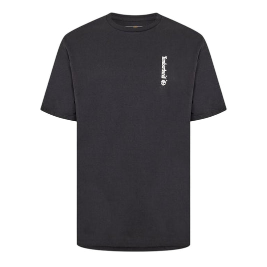 Black - Front - Timberland Mens Logo Crew Neck Relaxed Fit T-Shirt