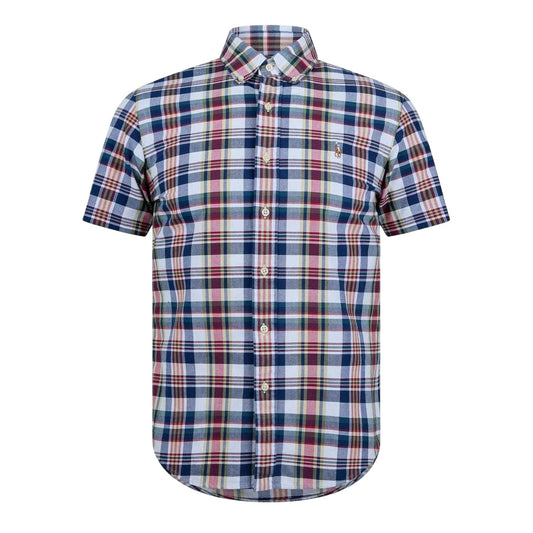White-Blue Check - Front - Ralph Lauren Mens Checked Oxford Regular Shirt