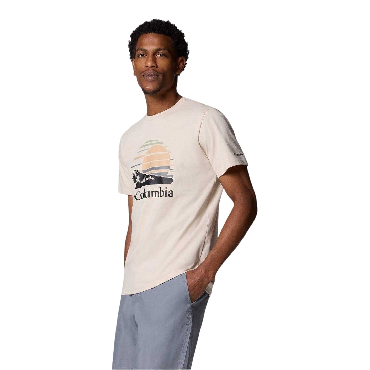 Stone - Side - Columbia Mens Path Graphic Print Crew Neck Regular T-Shirt