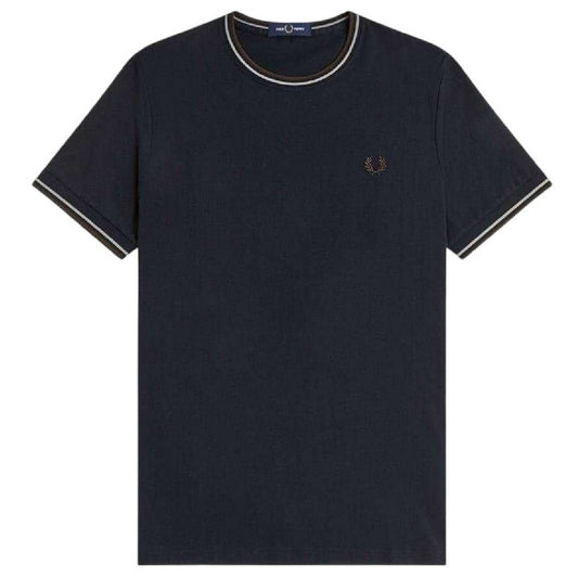 Navy Blue - Front - Fred Perry Mens Tipped T-Shirt