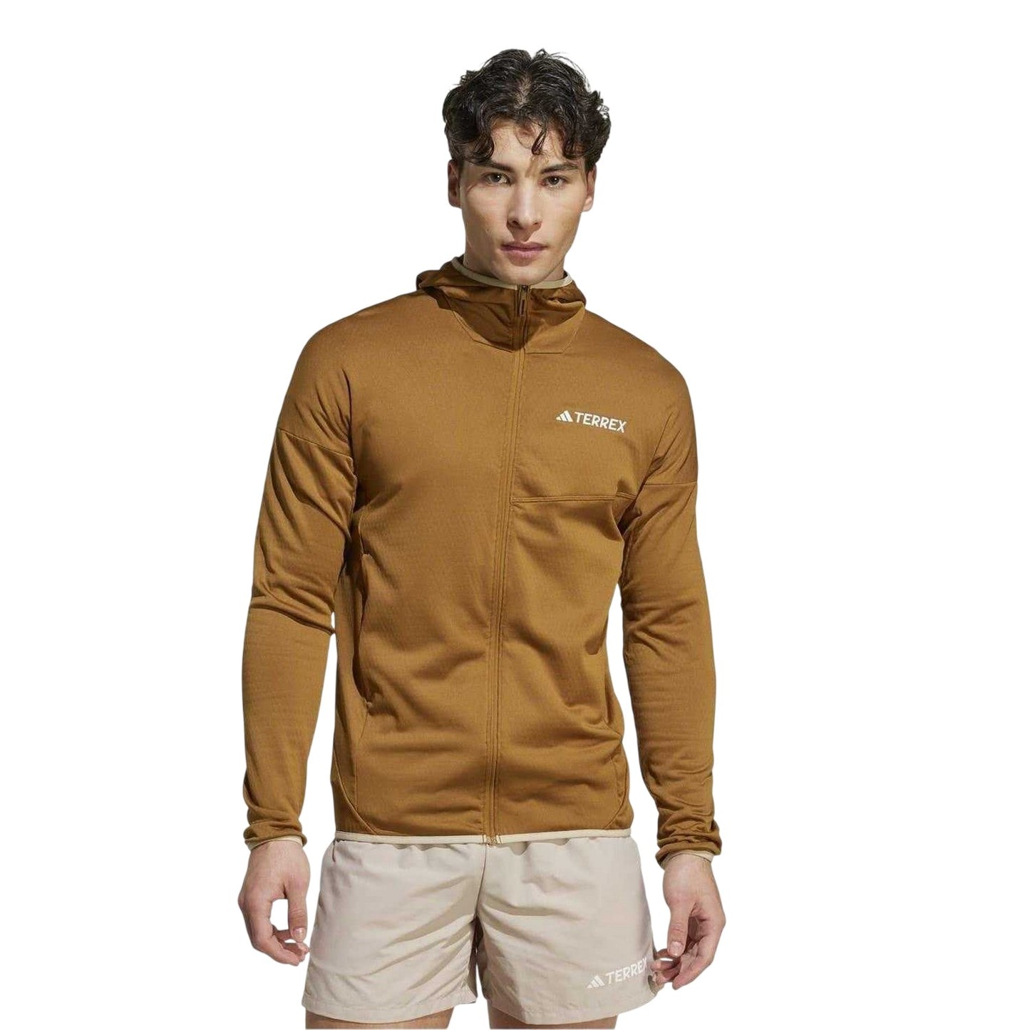 Bronze - Side - Adidas Mens Terrex Regular Raglan Outdoor Full Zip Hoodie