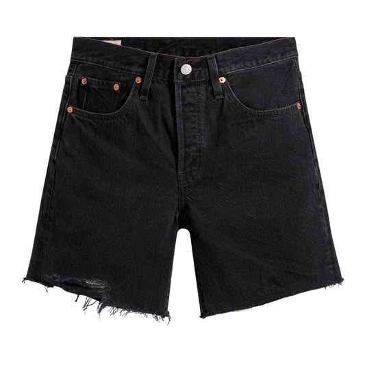 Black - Front - Levis Womens-Ladies 501 Denim Mid Thigh Jean Shorts