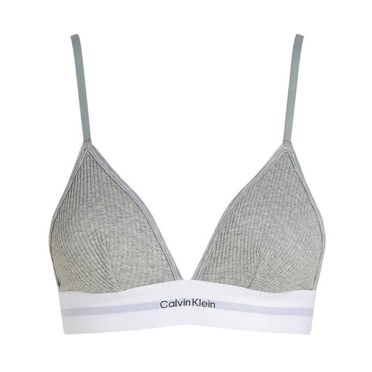 Grey Heather - Front - Calvin Klein Womens-Ladies Ribbed Triangle Cups Bralette