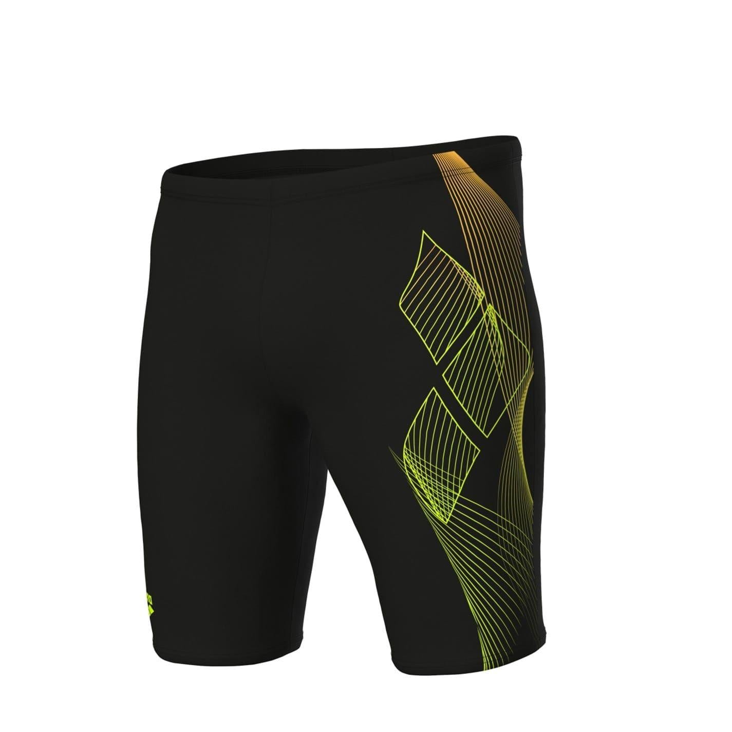 Black - Side - Arena Mens Graphic Print Swim Shorts