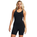 Black - Side - Under Armour Womens-Ladies Meridian Short Bodysuit